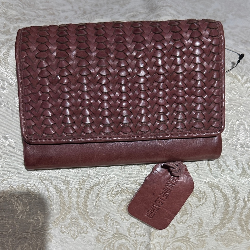 Brown Leather Woven Wallet